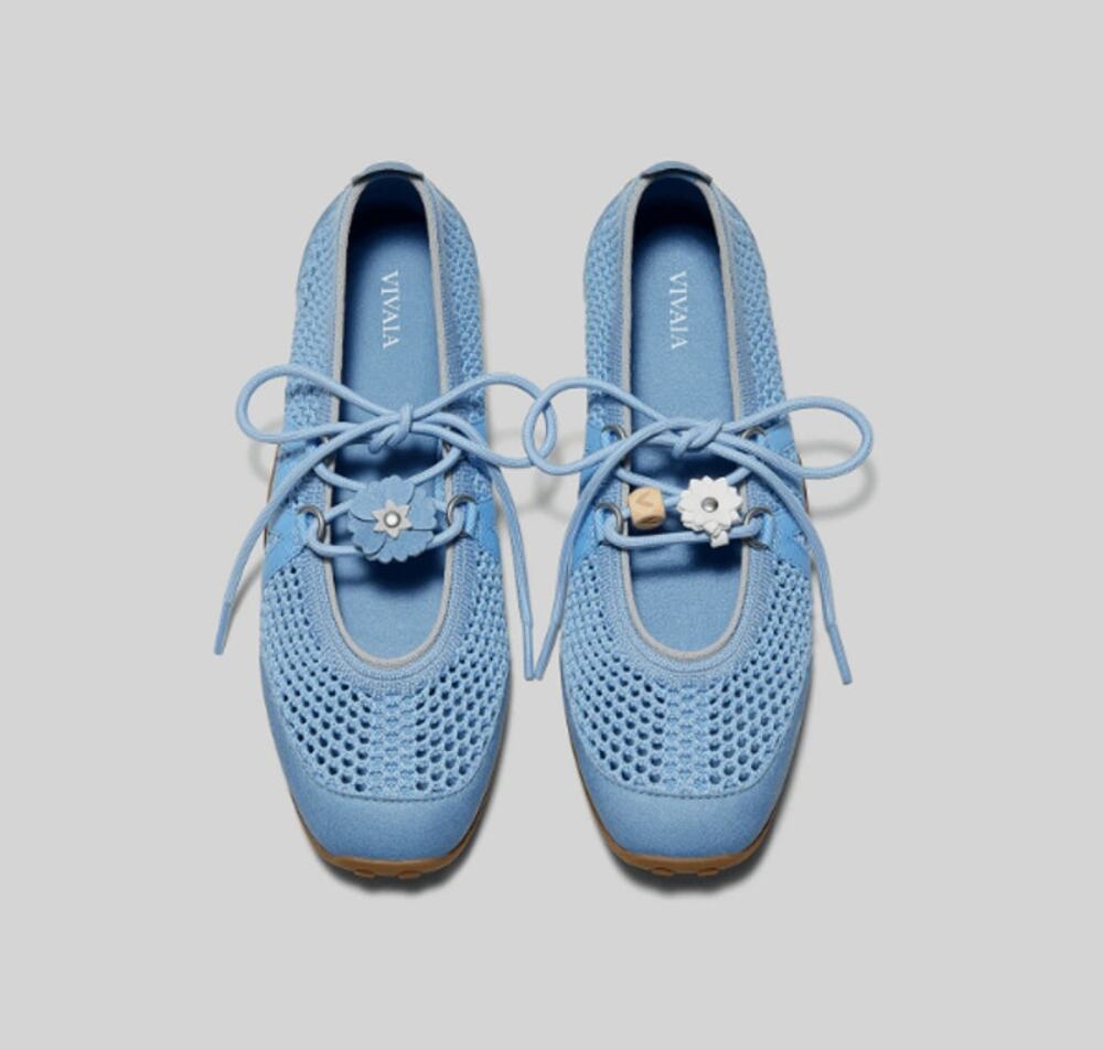 Vivaia Cecily Sporty Hybrid Mesh Mary Janes Bendable Smoke Blue Playful Charms 8